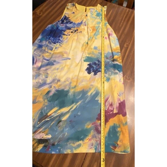 H&M Midi Summer Dress Sz 12 Floral Yellow Purple Sleeveless Cottagecore - Picture 6 of 16